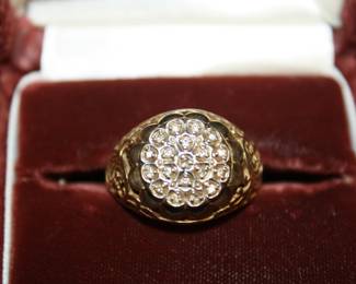 Chunky 10K gold Multi diamond men's ring