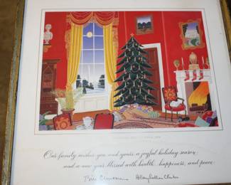 Clintons Signed White House Christmas Card