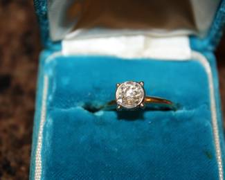 14K Yellow Gold with 1/2 karat round Brilliant diamond