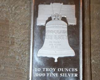 10 Troy Ounces .999 Fine Silver Liberty Bell Bar