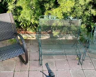 Outdoor Furniture - Metal Matching Glider & Chair. Wicker Rocker