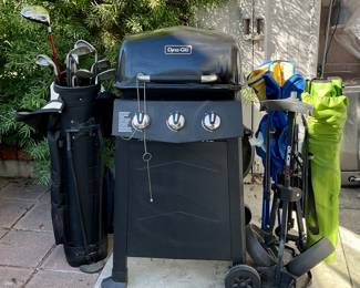BBQ Grill, Golf Clubs, Folding Camping Chairs