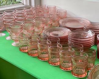 Vintage Pink Glass Dining Set