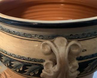 Large, earthenware ceramic bowl, about 20-22" in diameter at center. Two are available.