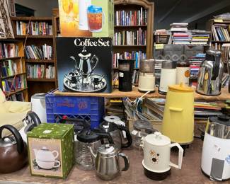 Percolators, tea pots , various sizes and types 