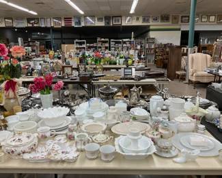 An assortment and variety of milk glass decor 