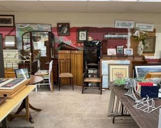 Wall art and roll top desk dressers and vanities 