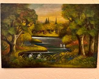Old painting on board signed