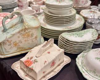 European Porcelain Cheese Keepers, Bone Dishes Etc