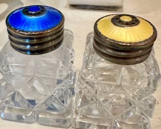 Mid- Century Designer Salt & Pepper w/enameled tops
