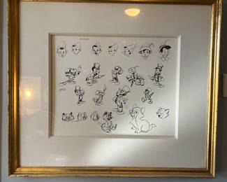 Disneyland Hotel Pinocchio model sheet lithograph