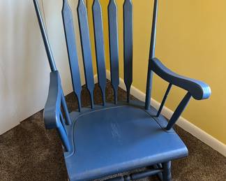 Blue-painted rocking chair