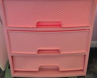 Pink plastic storage/dresser