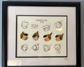 Disney Gallery Pinocchio character model and pin set, numbered and dated