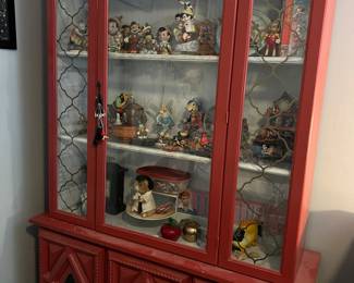 Vintage red painted hutch