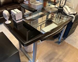 Glass and chrome desk (any computer accessorries are not included or for sale)