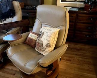 Stressless leather chairs with ottomans, Made in Norway - purchased at Stickley