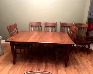 Quarter sawn oak mission table and six chairs