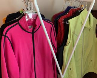 a very small example of golf vests and jackets.  We also have a large amount of clothing from Chicos.  Most are a size 3.