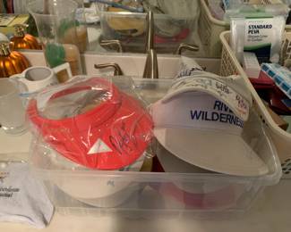 autographed visors - Nancy Lopez on red visor, Paul Azinger on River Wilderness visor and many more