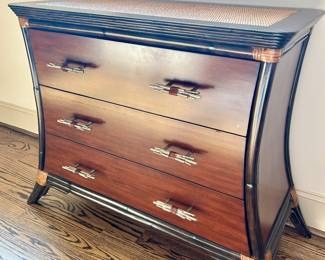 3 drawer chest with rattan surface & trim