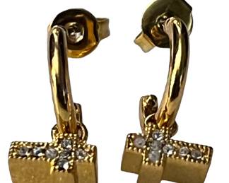 Stella Valle Gold Crystal Cross Earrings