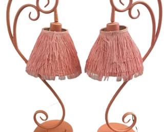 Pink Fringed Shade Table Lamps
