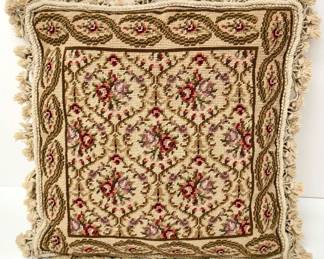 Katha Diddel Floral Needlepoint Pillow