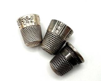 Set of 3 Vintage Sterling Sewing Thimbles
