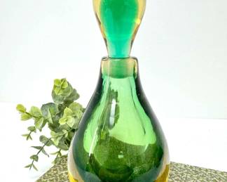 Vintage Italian Art Glass Bottle with Stopper