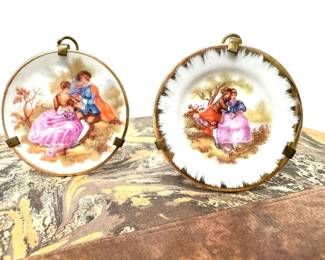 Pair of Miniature French Limoges Hand Painted Plates