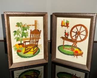 embroidered wall art vintage