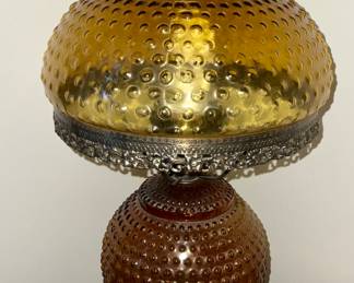 Vintage a=Amber Hurricane Lamp