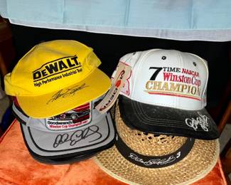 Signed vintage NASCAR hats