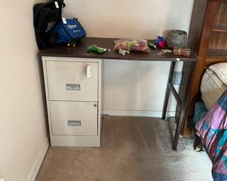 Two drawer file cabinet made into desk