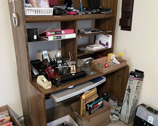 computer desk, office supplies