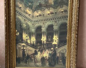 Vintage Le Couloir De L'Opera Canvas Print w/ Gilt Frame