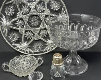Vintage Clear Cut Glass Pieces & Crystal Shaker