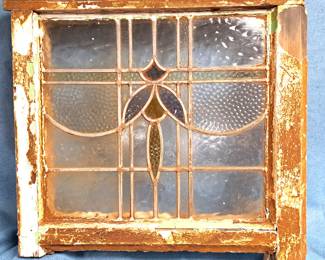 STAINED GLASS FARM HOUSE WINDOW