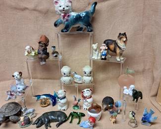 CERAMIC ANIMAL LOT CAT DOG & S&P