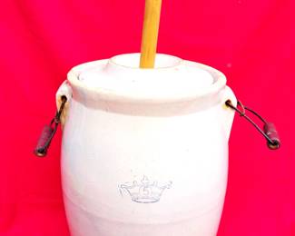 RED HANDLE POTTERY CROCK 5 GALLON