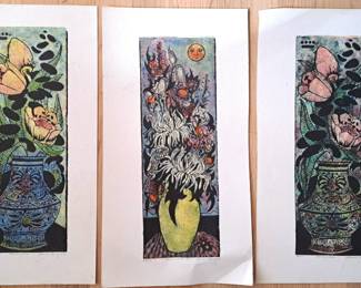 SIGNED ETCHING FLORAL PRINTS