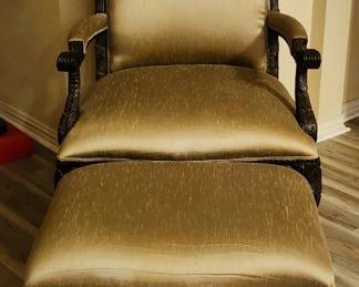 High Quality Upholstered Arm Chair w/ Ottoman 