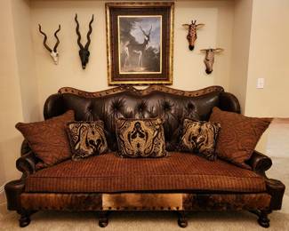 Top Grain Leather Sofa w/ Cowhide Accent 