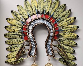 Beautiful Metal headdress Native American wall Art
