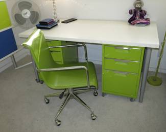 Ikea Metal Desk - 2 file cabinets and laminate top