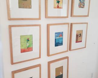 Over 30 Small Original Painted Illustrations for Greeting Cards by Jui Ishida, framed and unframed 