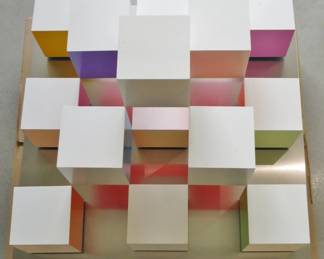 Three Dimensional Cubes on a Brushed Steel Plate