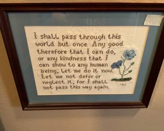 Hallway - cross-stitch framed under glass