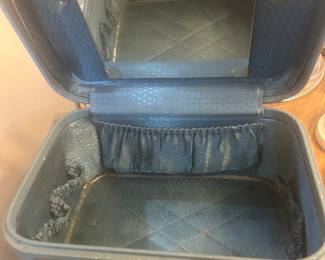 Inside of vintage train case